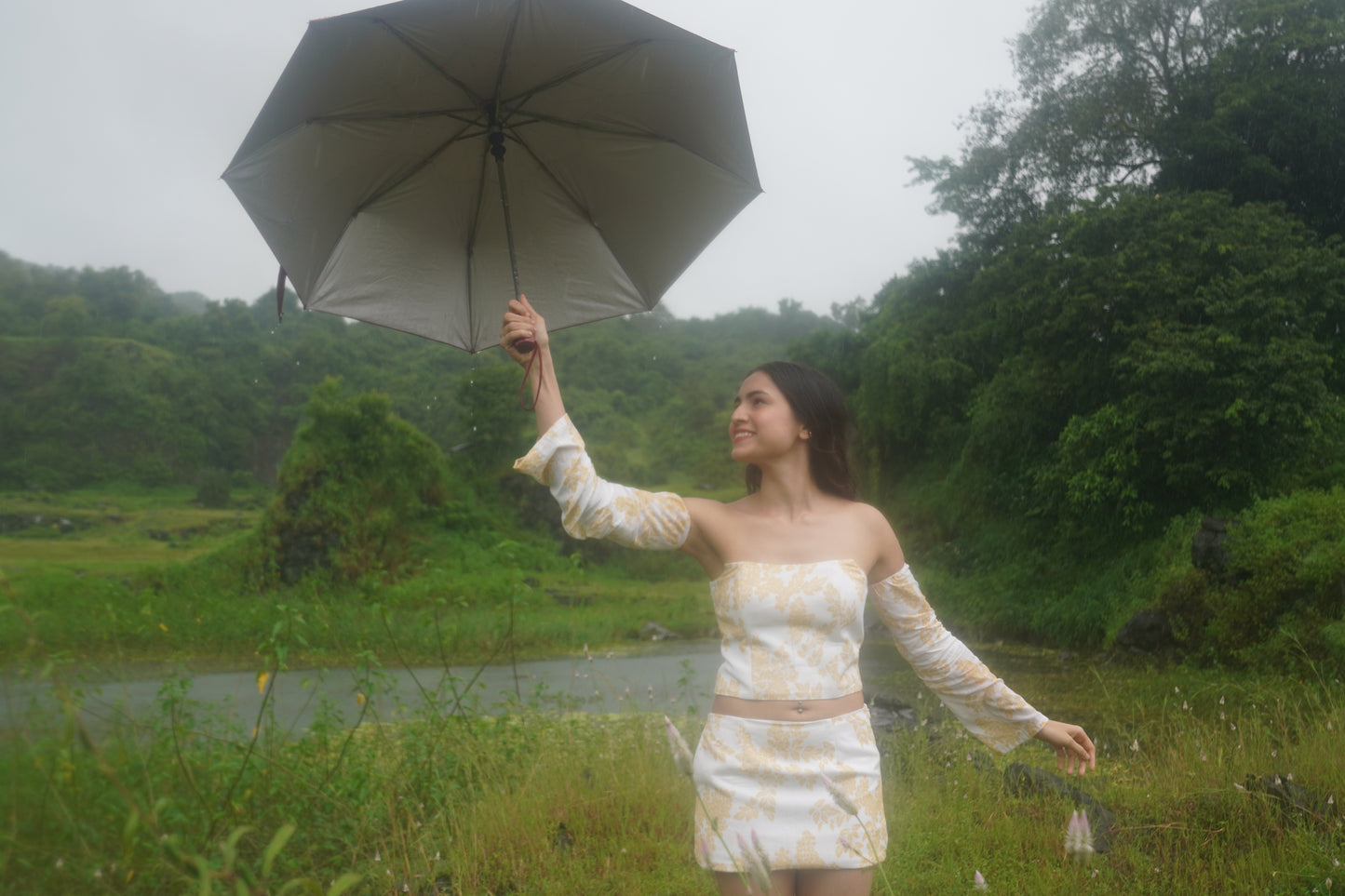 Yellow printed skirt