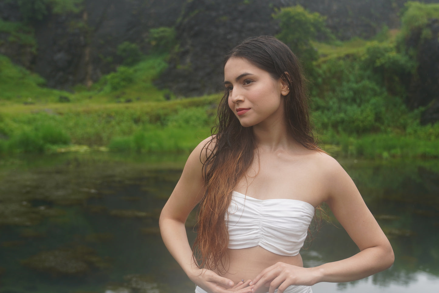 Ruched white bralette