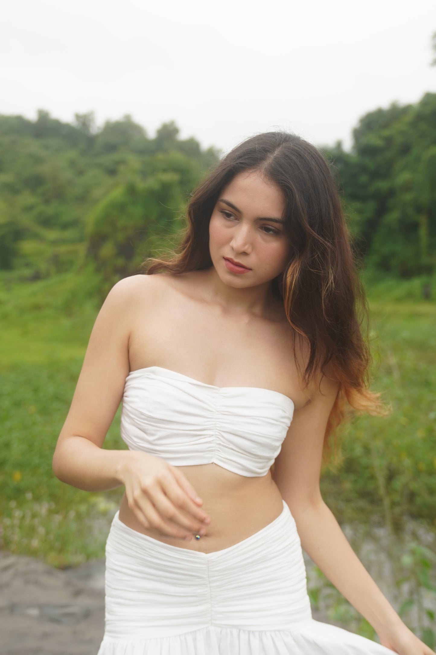 Ruched white bralette