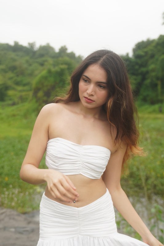 Ruched white bralette