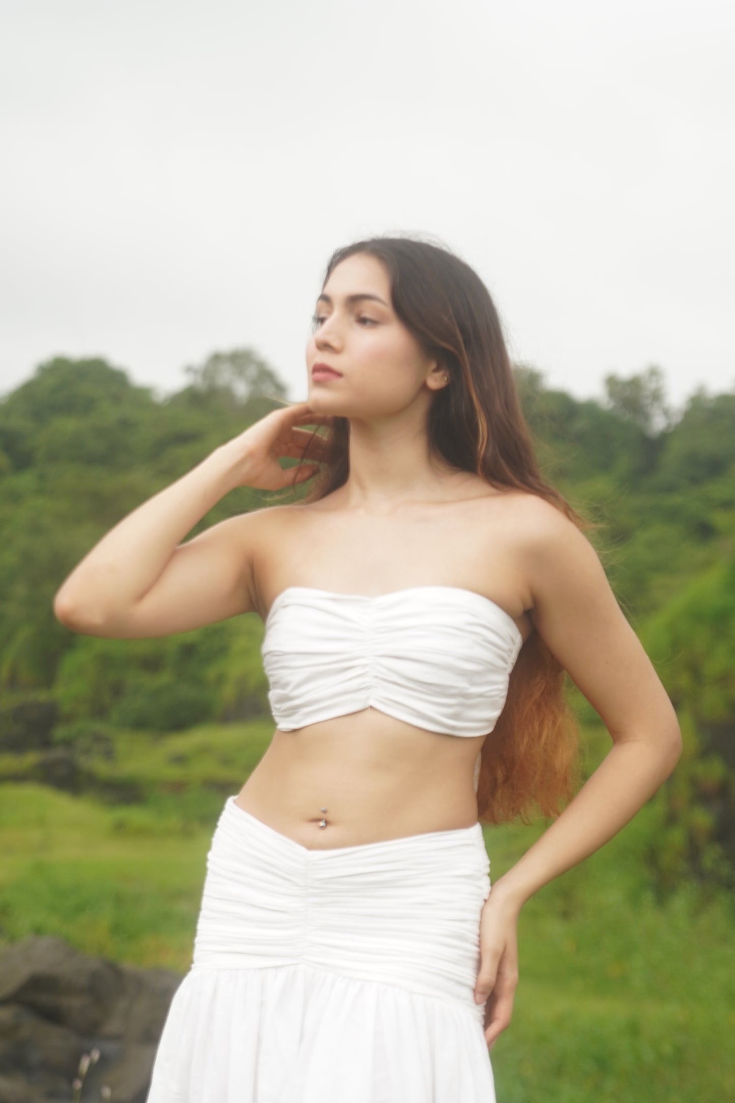 Ruched white bralette