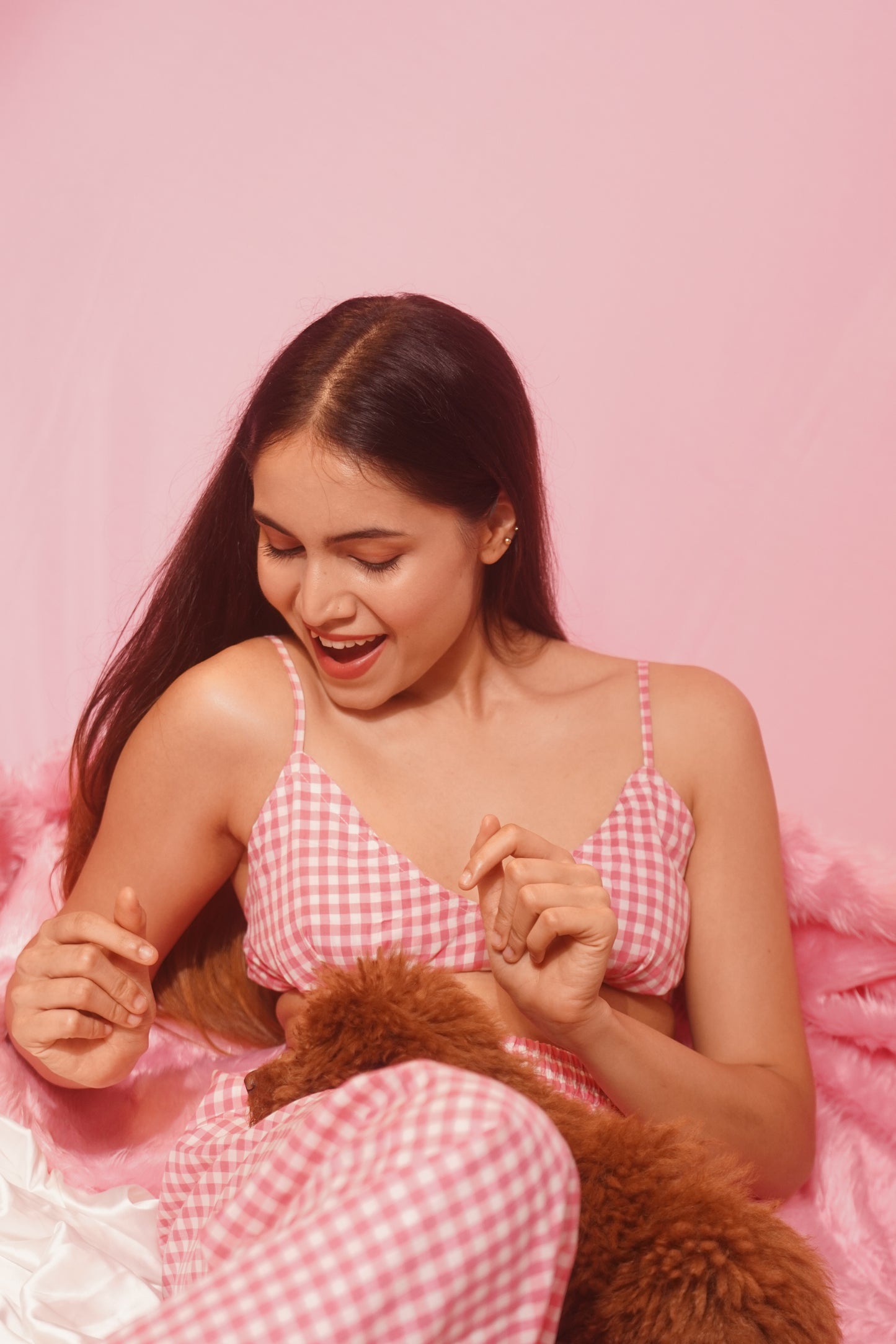 Pink gingham bralette